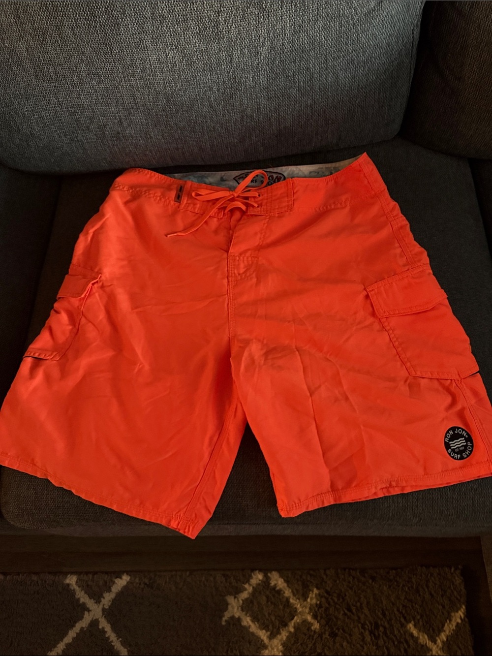 Men's Orange Swim Trunks - Cargo Boardshorts all sales are final